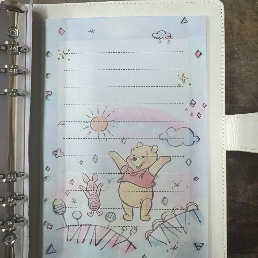 Winnie the Pooh A5 Binder with matching printed paper and canvas pouch